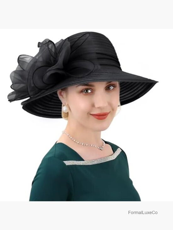 Organza Bowler Cloche Hat with Bowknot for Wedding Church Derby main image 5